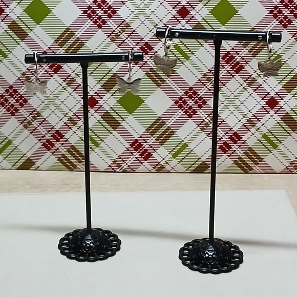 NWOT Two Pair of Fashion Jewelry Silver Tone Butterfly Earrings #3 - Picture 7 of 13